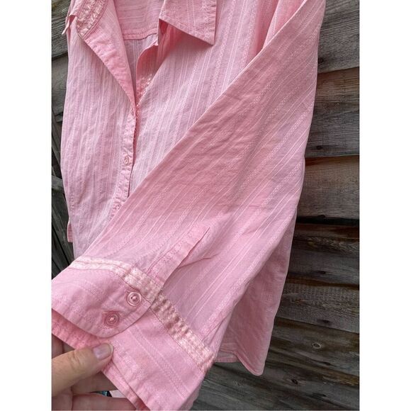 Lane Bryant size 18 100% cotton embroidered 3/4 “ sleeve button front  top - Picture 4 of 9